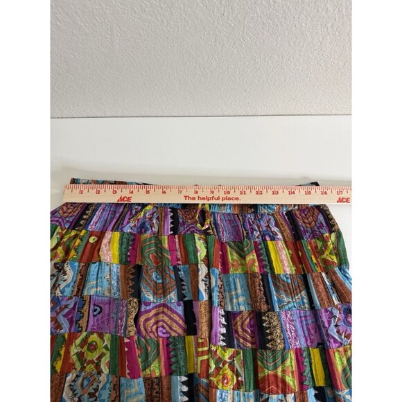 Silver Stream One Size Multicolored Broomstick Peasant Crinkle Skirt Patchwork - Picture 6 of 7